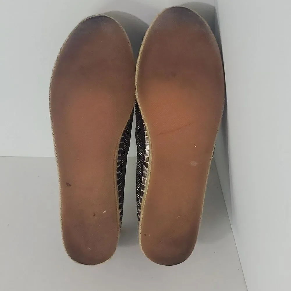 Steve Madden Chopur Embellished Espadrilles Silver Glitter Flats Size 6.5 B